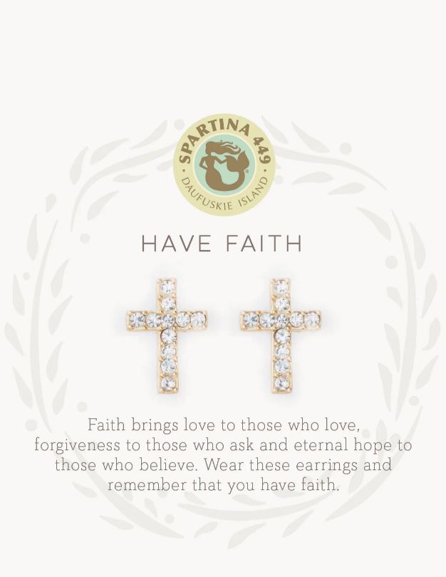 Sea La Vie Gold Cross Stud Earrings