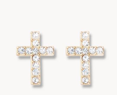 Sea La Vie Gold Cross Stud Earrings