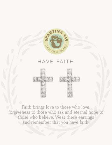 Sea La Vie Silver Cross Stud Earrings