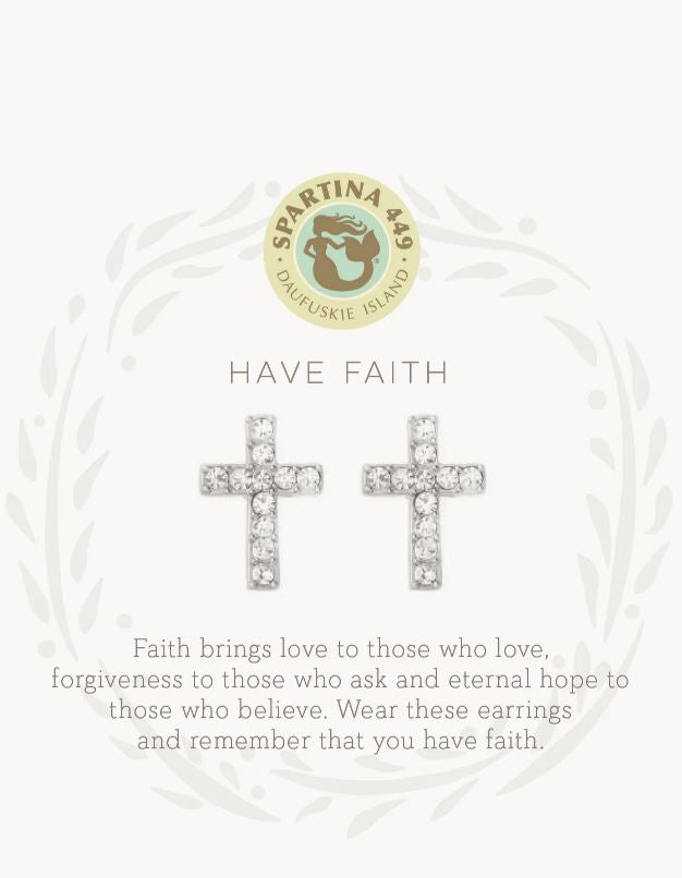 Sea La Vie Silver Cross Stud Earrings