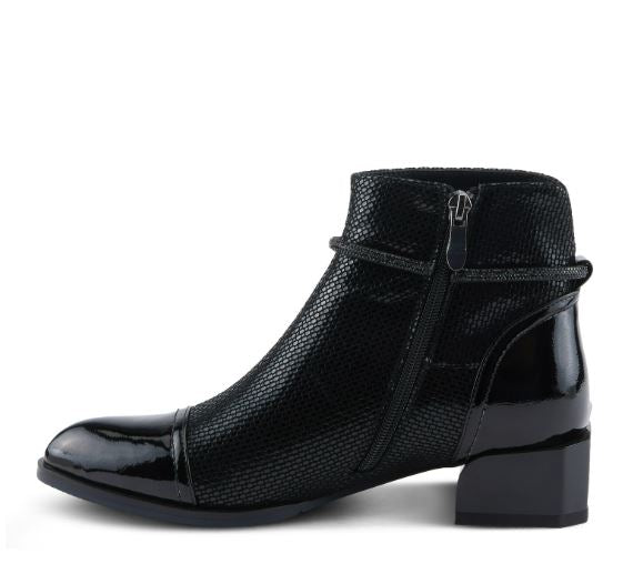 Shelbi Black Leather Bootie