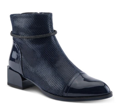 Shelbi Navy Leather Bootie