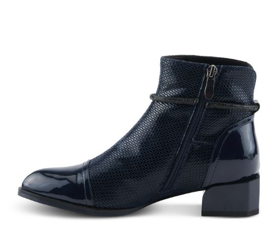 Shelbi Navy Leather Bootie