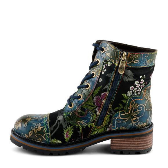 Fantastic Blue Leather Combat Boot