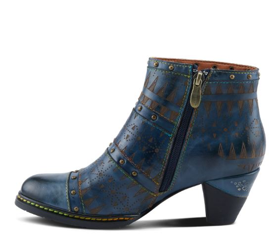 Niobe Navy Leather Bootie