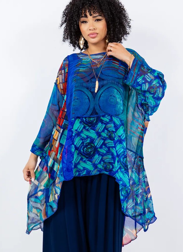 Blue Silk Whisper Top