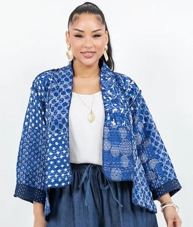 Indigo Print Kimono Jacket