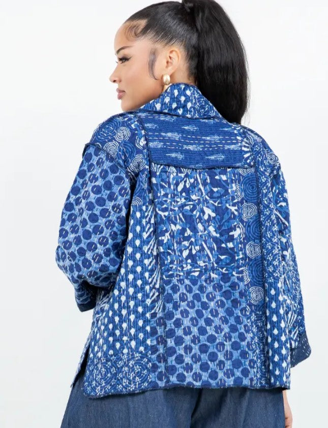 Indigo Print Kimono Jacket