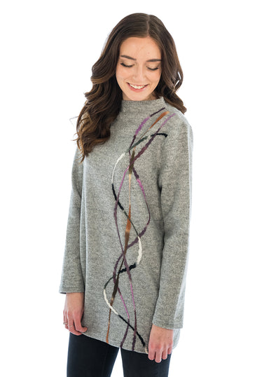 Yarn Embroidered Grey Tunic