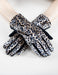 Leopard Print Velvet Gloves - Black