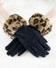 Black Touchscreen Gloves Leopard Cuff