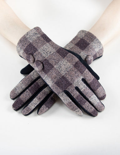 Brown Plaid Touchscreen Gloves