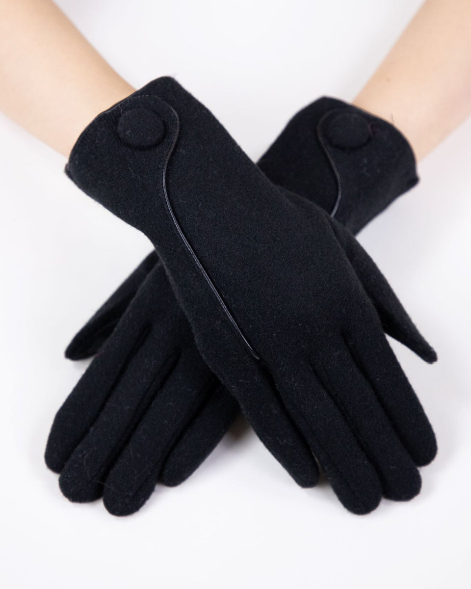 Black Wool Felted Touchscreen Gloves