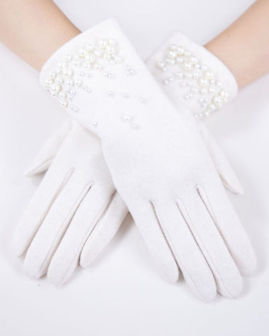 Winter White Pearl Touchscreen Gloves