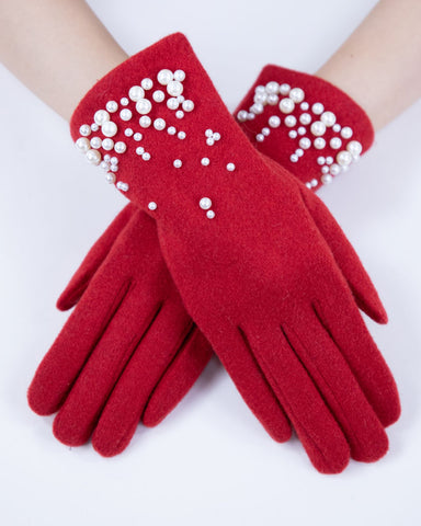 Red Pearl Touchscreen Gloves