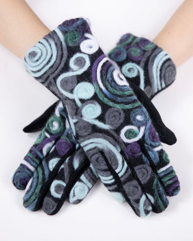 Aqua Embroidered Yarn Touchscreen Gloves