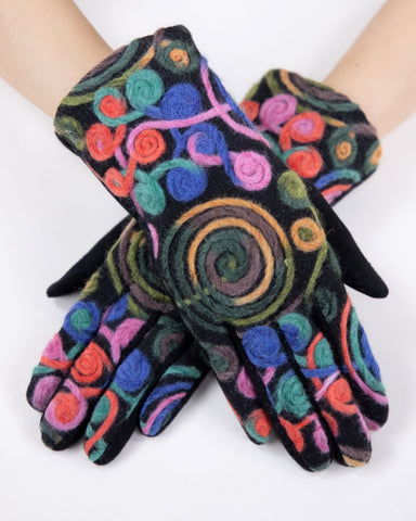 Multi Color Embroidered Yarn Touchscreen Gloves