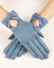 Bow Leatherette Gloves Blue