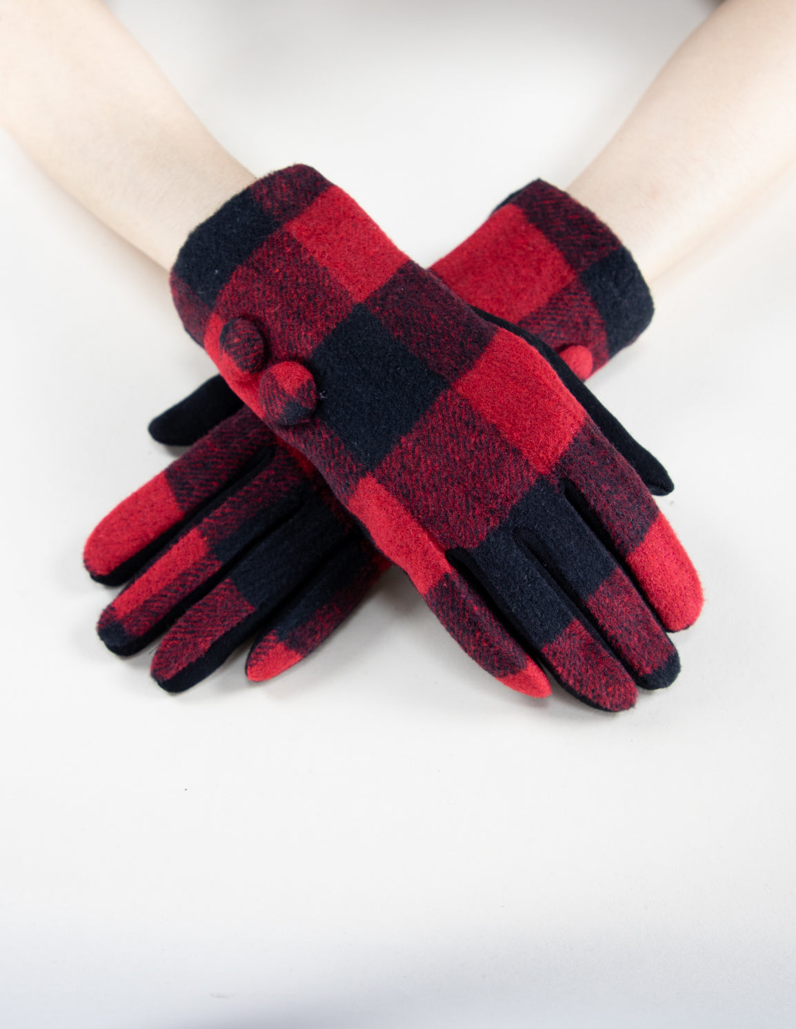 2 Button Boxy Flannel Gloves Red