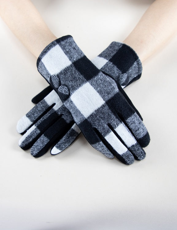 2 Button Boxy Flannel Gloves Black White