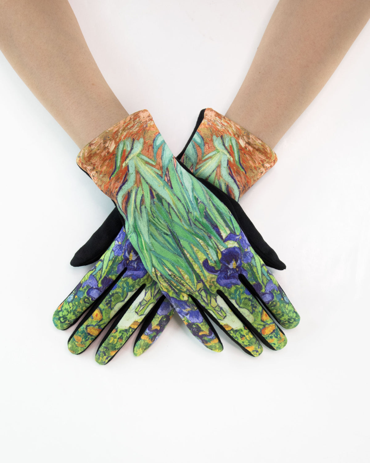 Iris Flower Gloves Blue Green