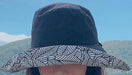 Black Leaf Print Wide Brim Reversible Sun Hat