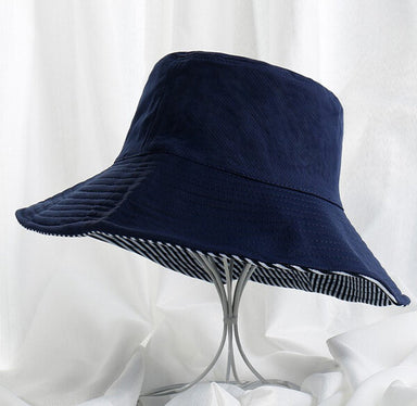 Navy Solid Navy Striped Reversible Sun Hat