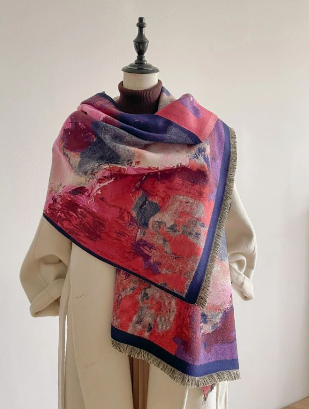 Purple and Blue Abstract Reversible Wrap