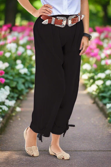 Black One Size Banded Ankle Pants