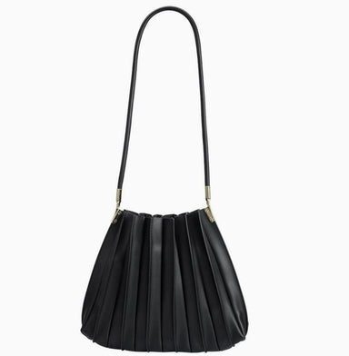 Carrie Black Pleated Vegan Shoulder