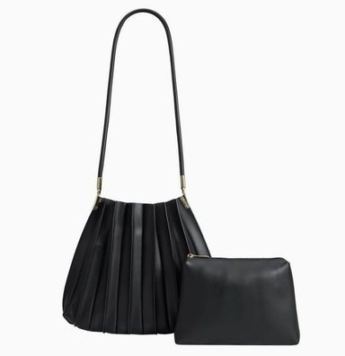 Carrie Black Pleated Vegan Shoulder