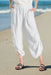 White Side Ruched Crop Pants