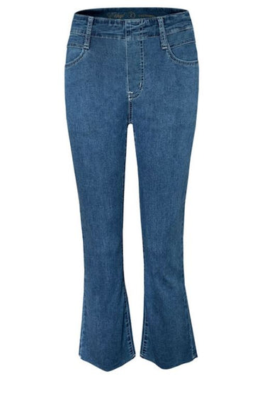 Crop Jeans Back Seam Button Hem