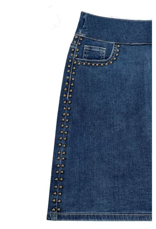 Stud Trim Denim Skirt