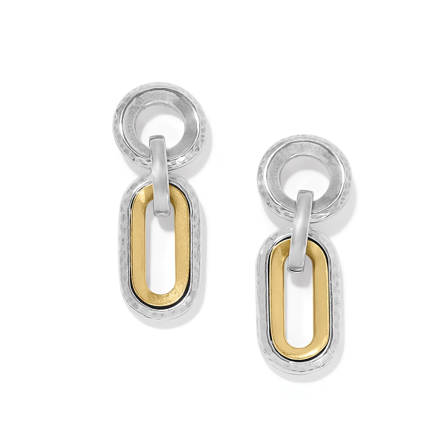 Medici Two Tone Link Post Drop Earrings