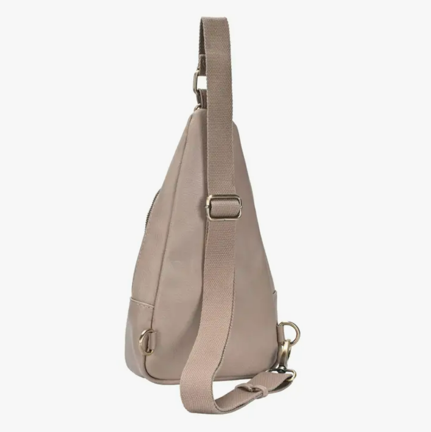 Taupe Faux Leather Sling Bag