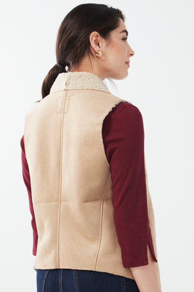 Faux Suede Sherpa Lined Vest
