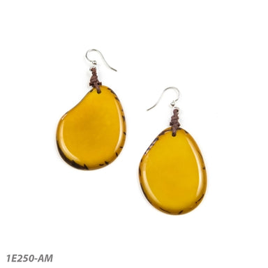 Yellow Tagua Nut Slice Earrings
