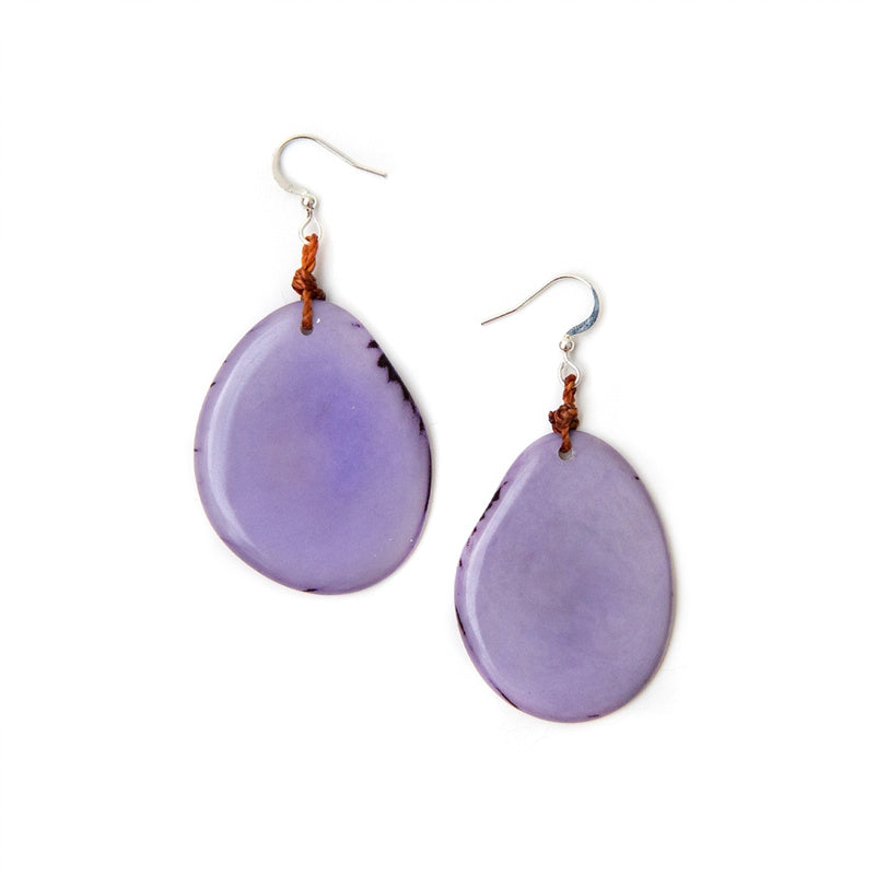 Lavender Tagua Slice Earrings