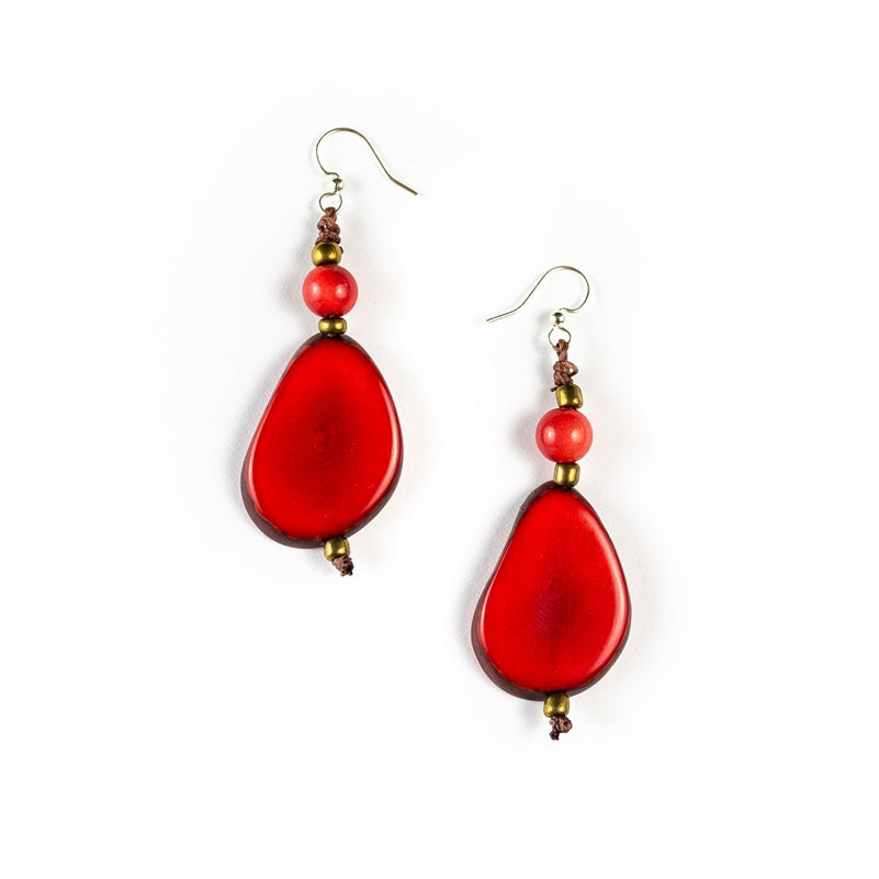 Red Tagua Earrings