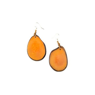 Orange Tagua Nut Slice Earrings