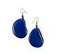 Royal Blue Tagua Nut Slice Earrings