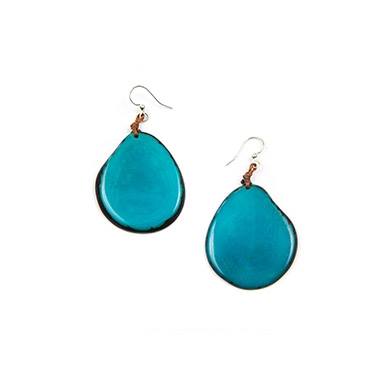 Turquoise Tagua Nut Slice Earrings