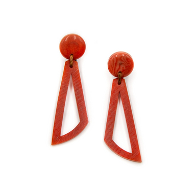 Coral Post Drop Triangle Earrings