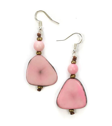 Pink Tagua Nut Earrings