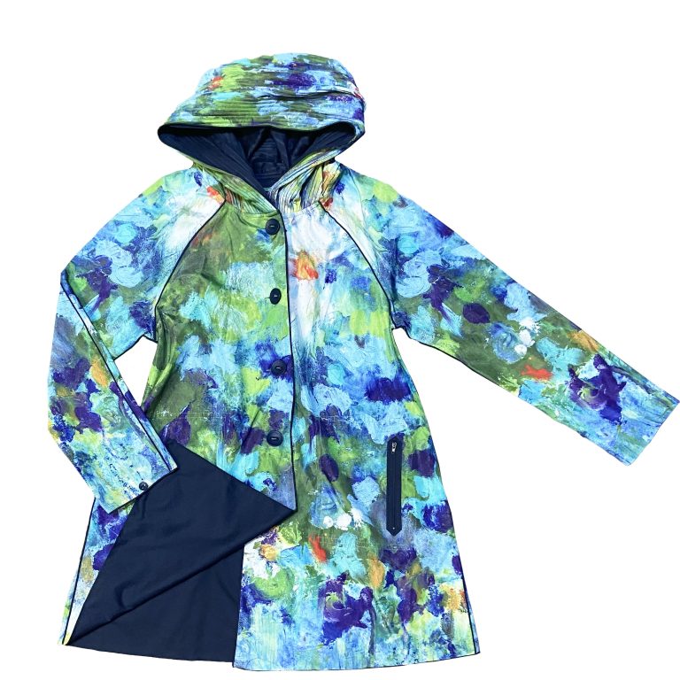 Artist Print & Navy Reversible Raincoat