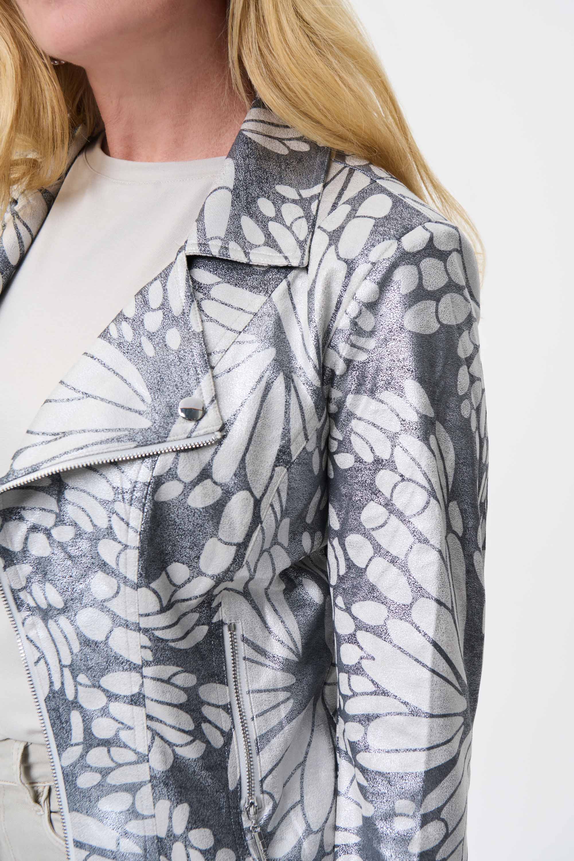 Faux Suede Abstract Print Jacket