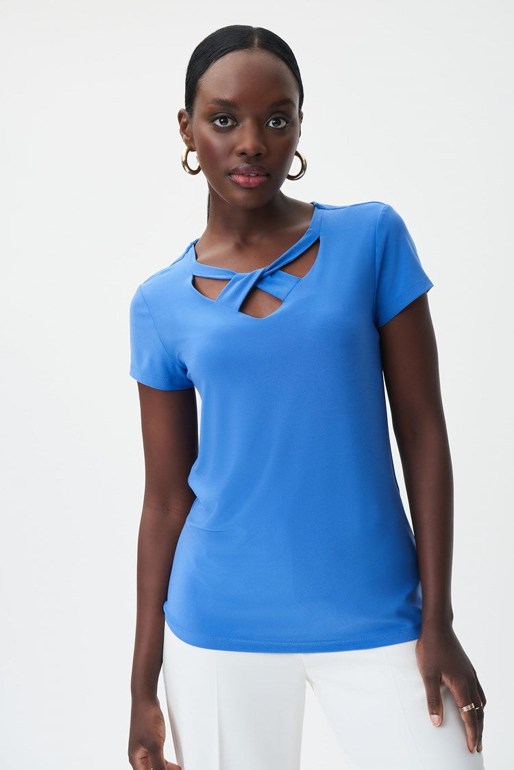 Blue Iris V-Neck Fitted Top