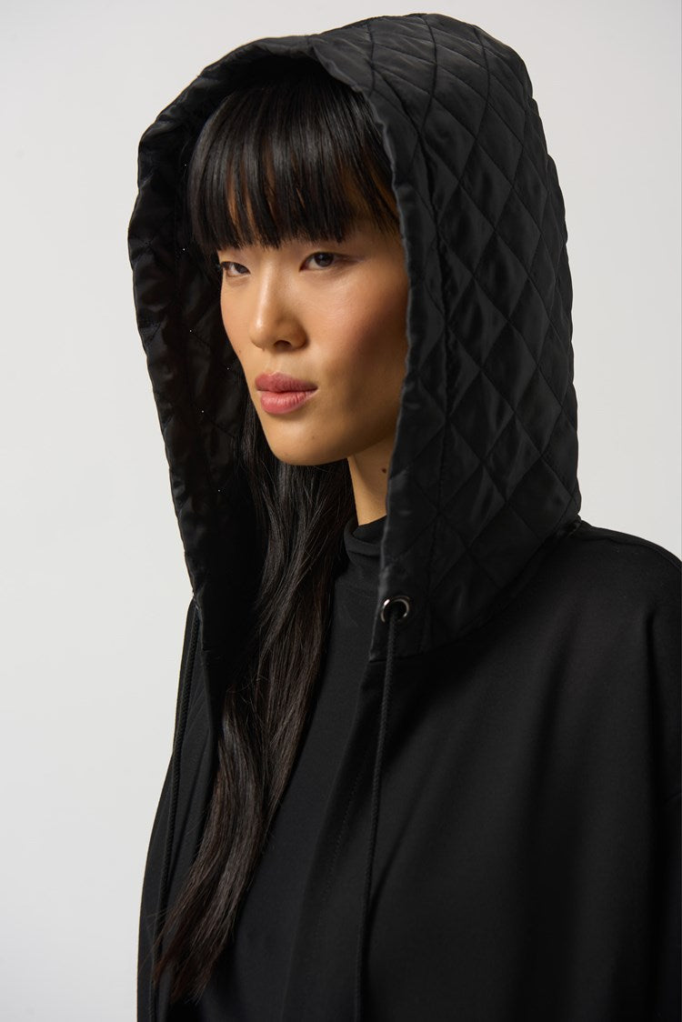 Black Quilted Hooded Jacket