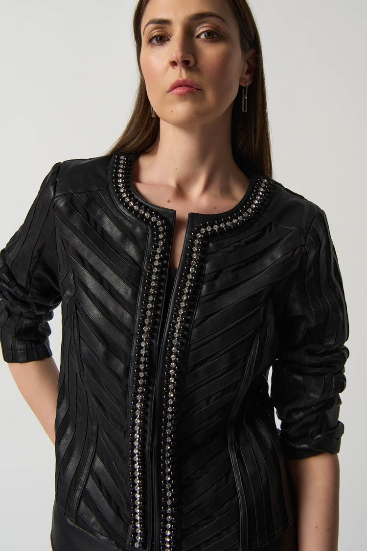 Black Faux-leather and Mesh Jacket